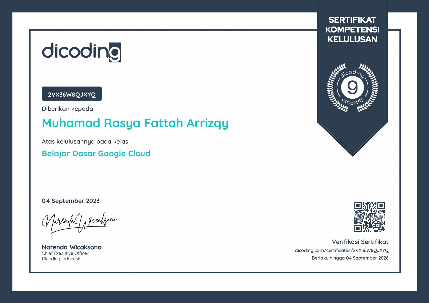 Sertifikat Google Cloud